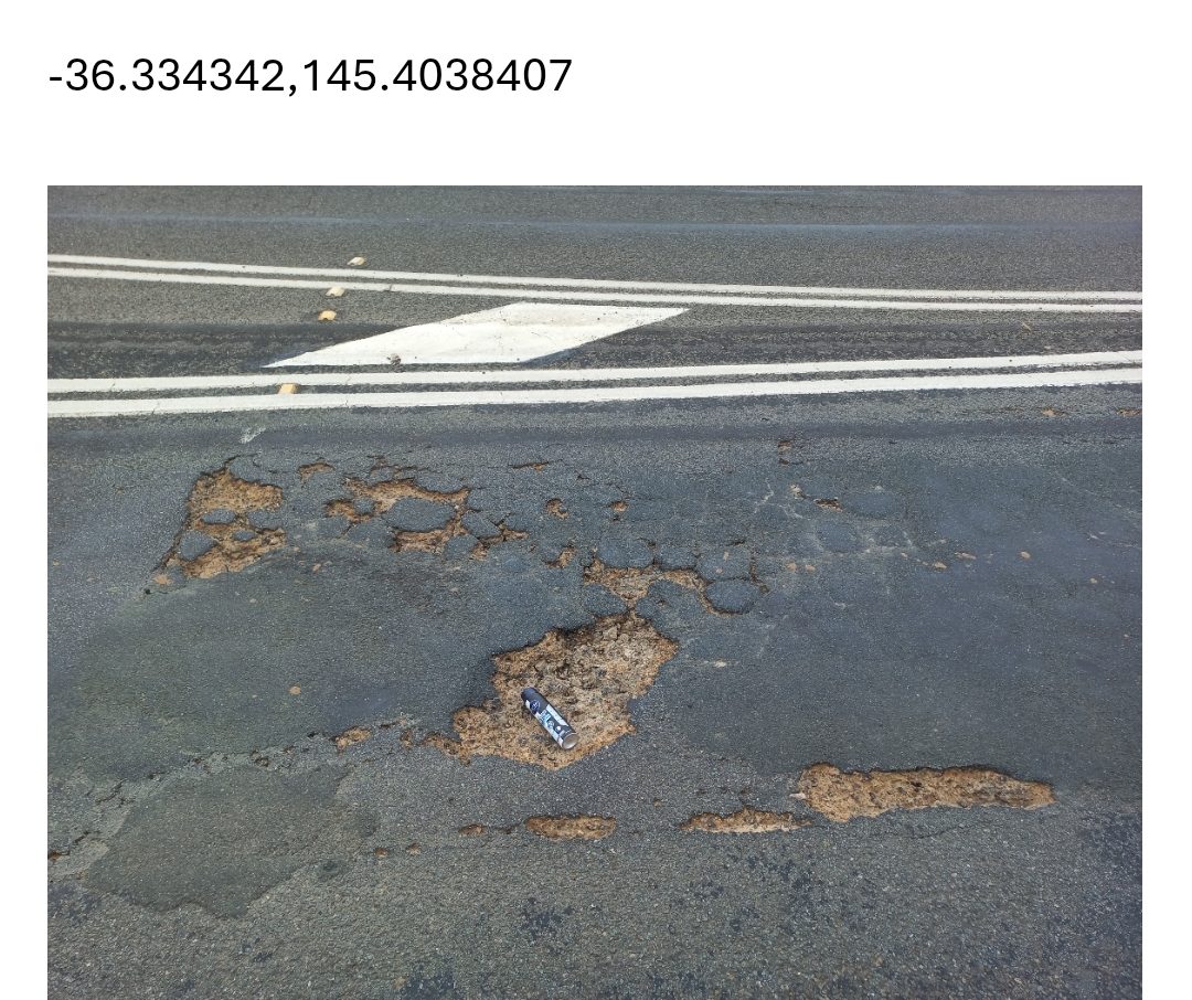 Pothole reported at Goulburn Valley Highway